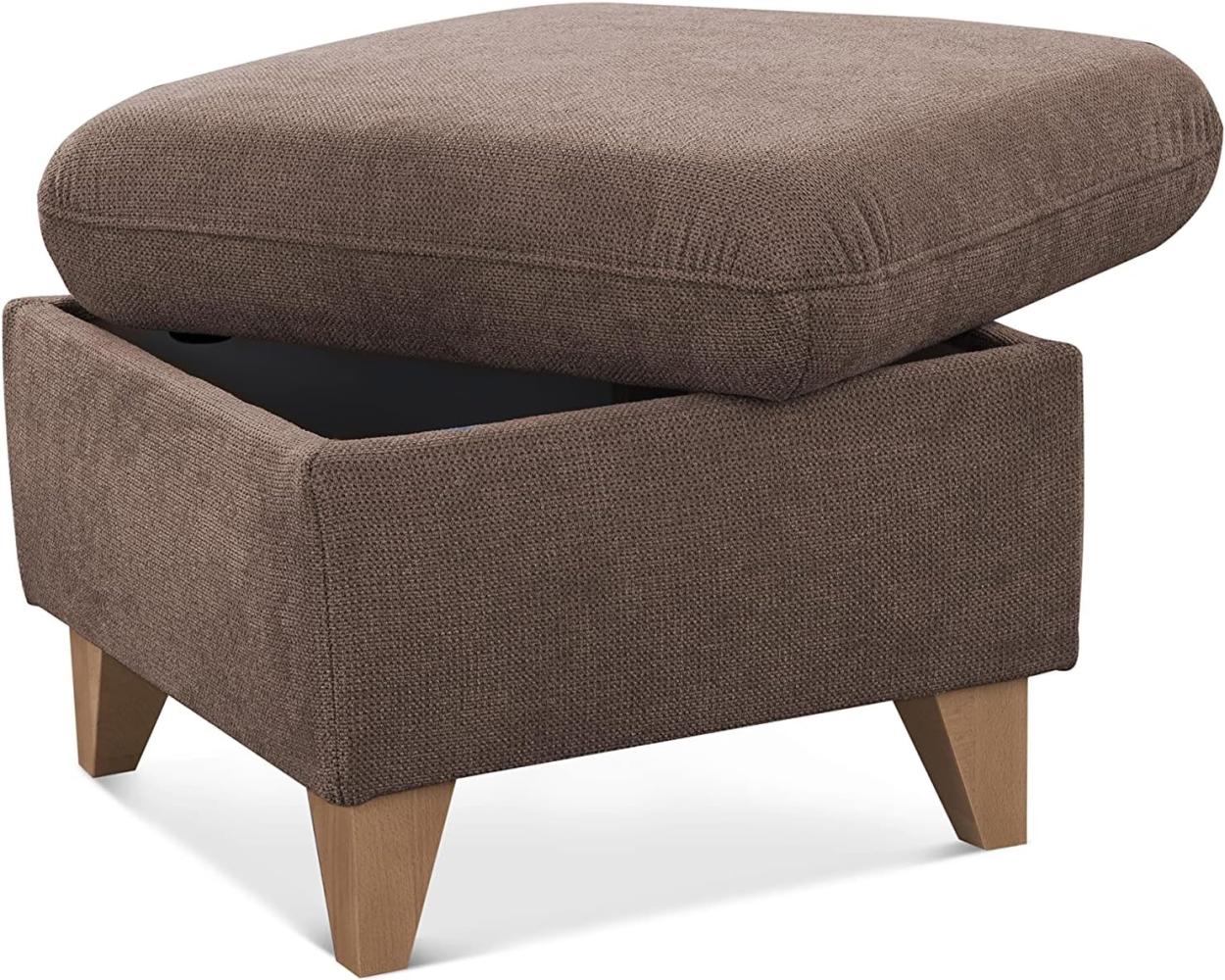 CAVADORE Hocker Lotta / Skandinavischer Stauraumhocker als Beistellhocker oder Fußhocker / 58 x 47 x 58 / Webstoff Paris Taupe Quadratisch Bild 1