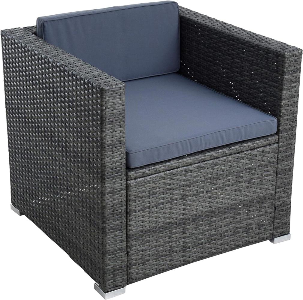 Polyrattan Loungesessel Gartensessel Rattan Sessel Gartenstuhl Anthrazit-Grau Bild 1