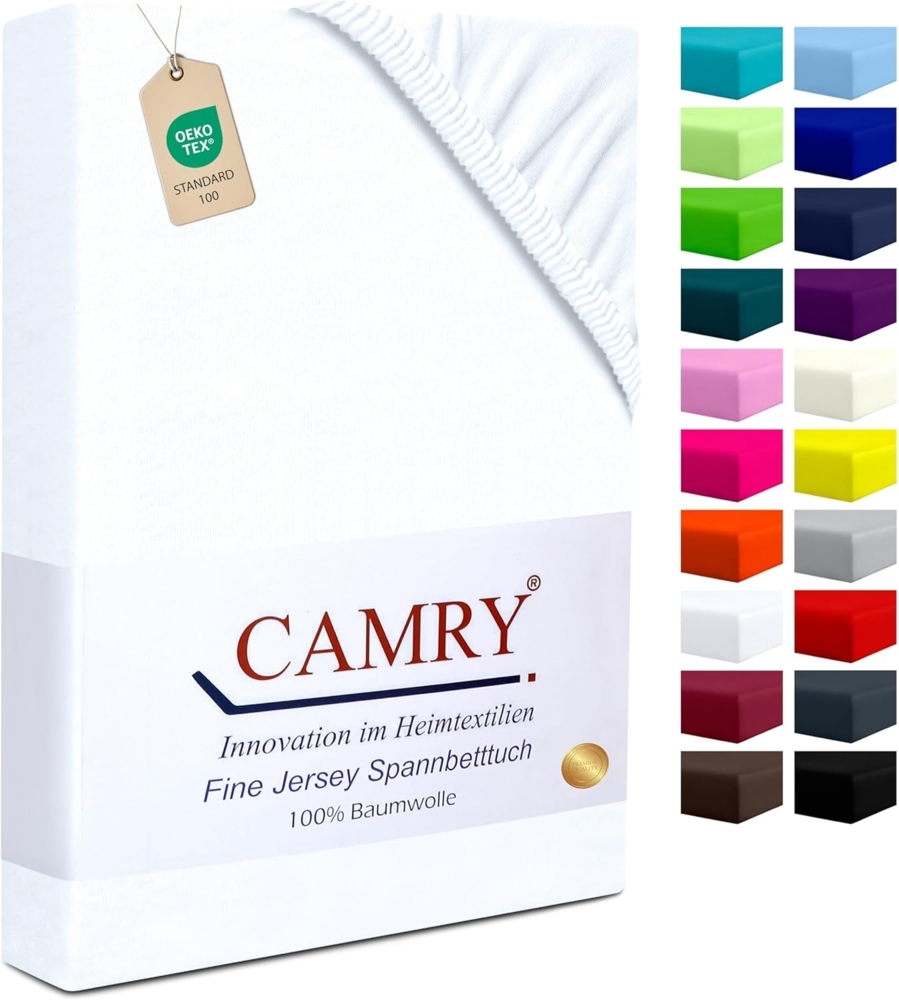 Camry Spannbettlaken CLASSIC, Jersey Baumwolle, Gummizug: rundum, viele Farben, alle Matratzenhöhen, Bettlaken, Spannbetttuch Bild 1