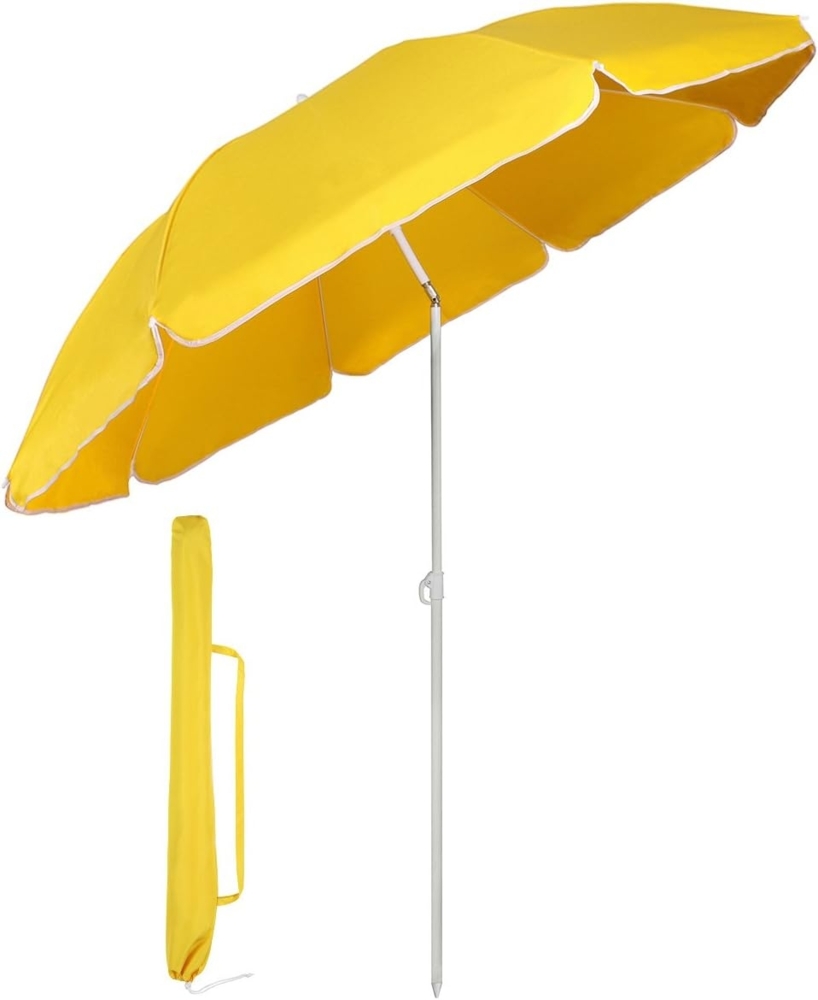 Sekey Sonnenschirm mit Schutzhülle, Neigungswinkel und Höhe verstellbar, Polyester gelb, 160 cm Bild 1