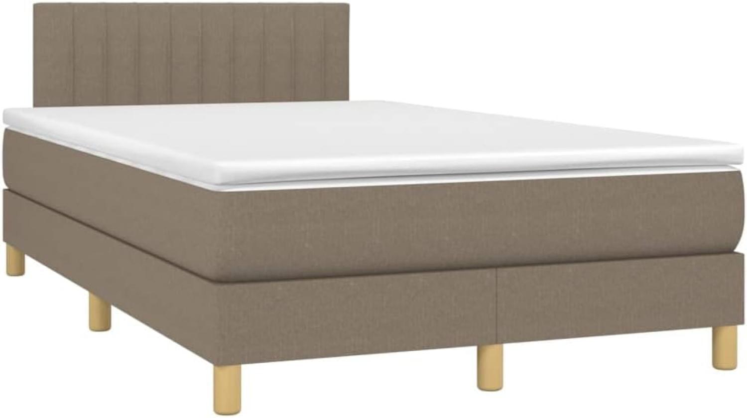 vidaXL Boxspringbett mit Matratze Taupe 120x200 cm Stoff, Härtegrad: H2 [3140765] Bild 1