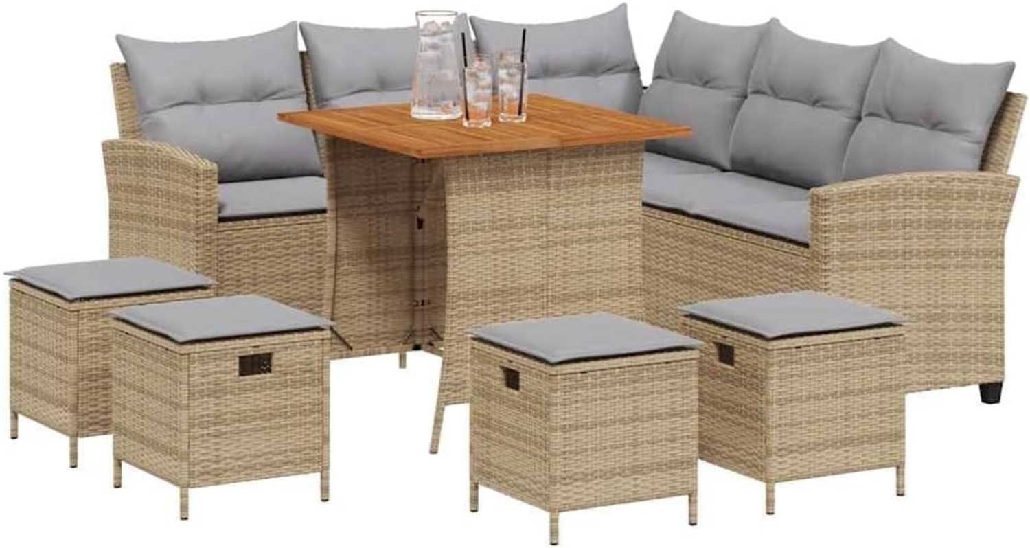 vidaXL L-förmiges Couchsofa mit Kissen Beige Polyrattan 365418 Bild 1