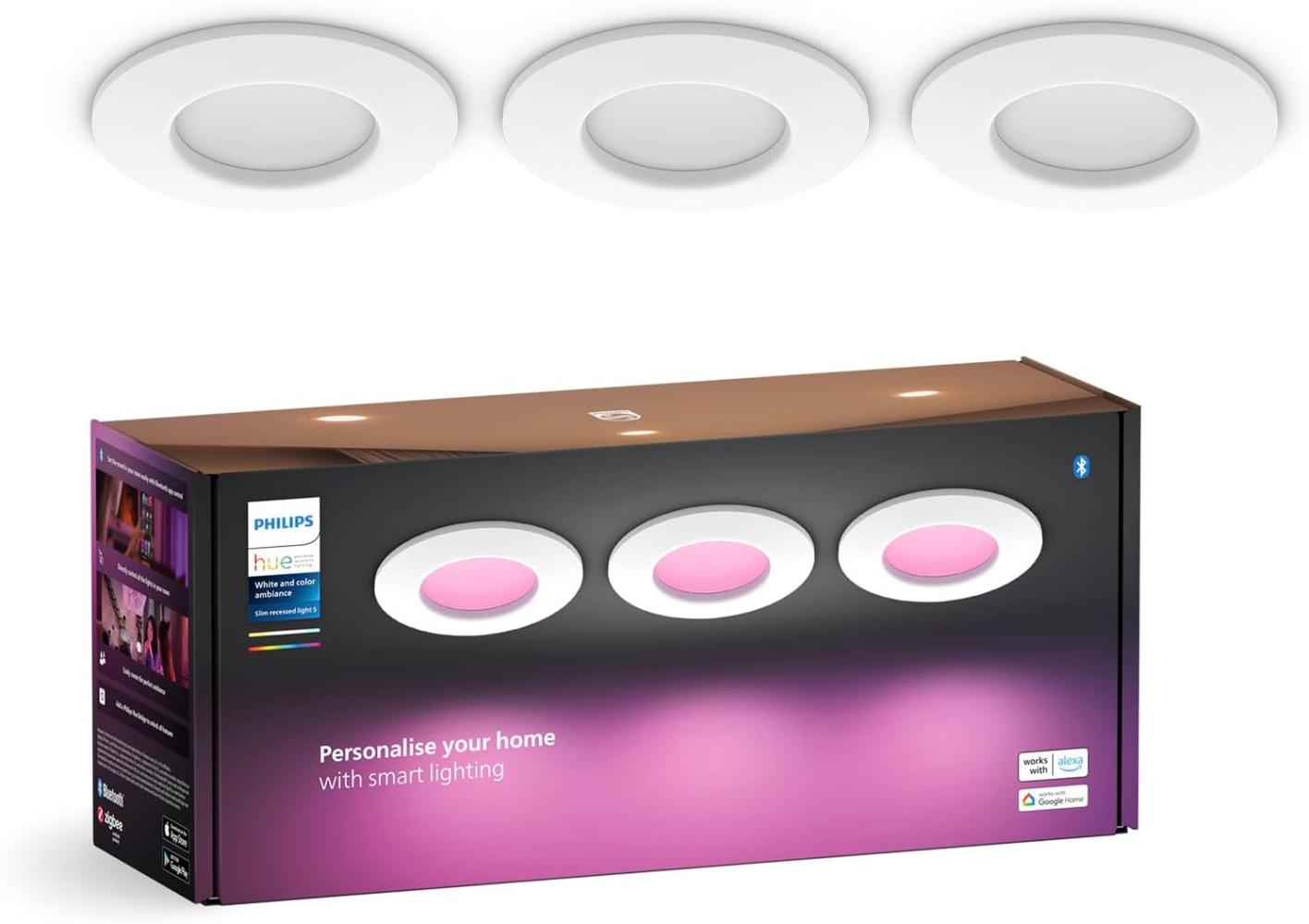 Philips Hue White & Col. Amb. Slim Recessed 90mm 3er weiß Bild 1