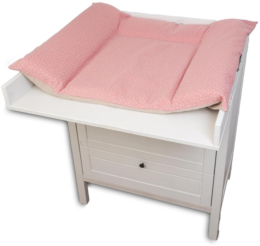 ULLENBOOM ® Wickelauflagenbezug 75x85 cm Musselin Rosa (Made in EU) - abnehmbarer Bezug für Wickelauflage 85x75, Baby Überzug für Wickelunterlage, aus 100% Baumwolle, Wickelbezug für Wickeltisch Bild 1