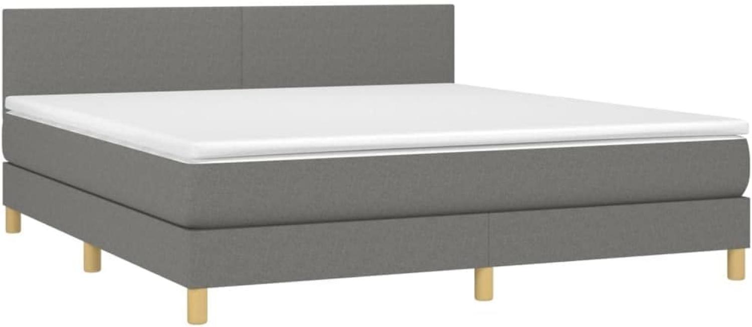 vidaXL Boxspringbett mit Matratze Dunkelgrau 160x200 cm Stoff 3140466 Bild 1