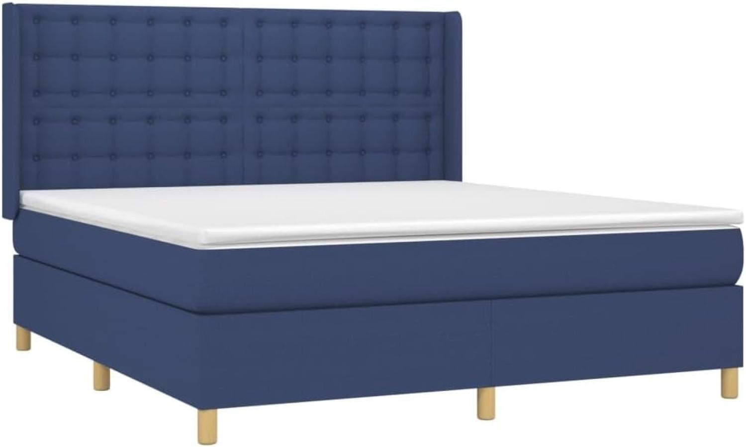 vidaXL Boxspringbett mit Matratze Blau 180x200 cm Stoff 3132335 Bild 1