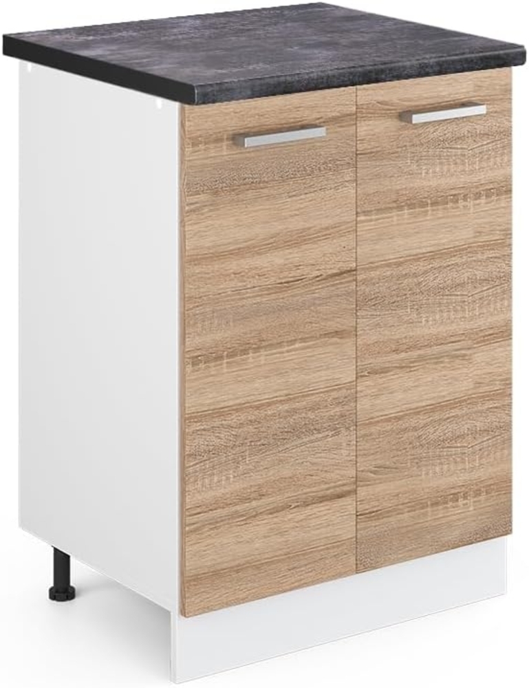 Vicco Küchenunterschrank R-Line, Sonoma/Weiß, 60 cm, AP Anthrazit Bild 1