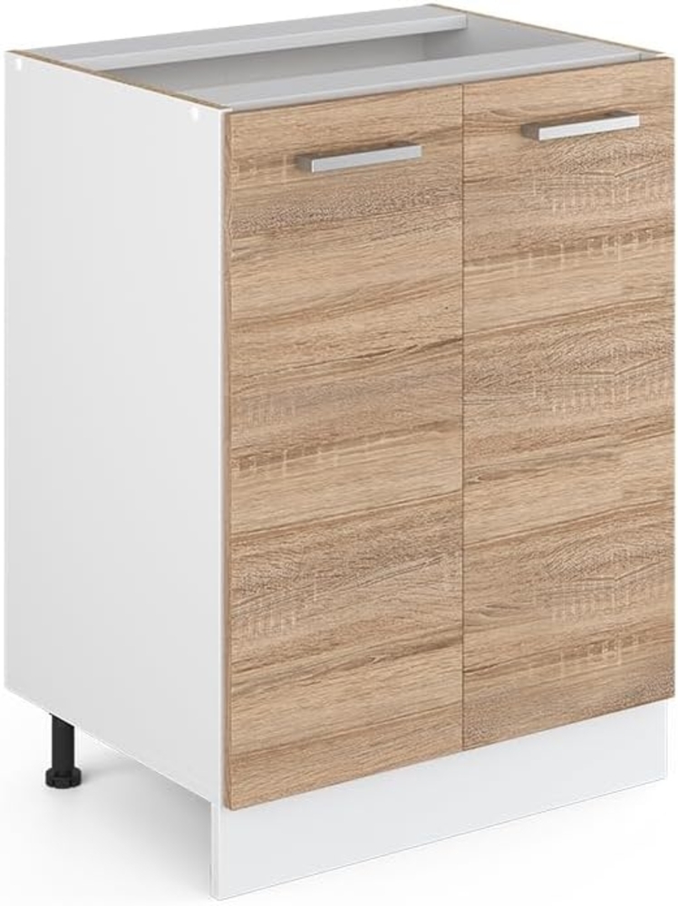 Vicco Küchenunterschrank R-Line, Sonoma/Weiß, 60 cm, AP Anthrazit Bild 1