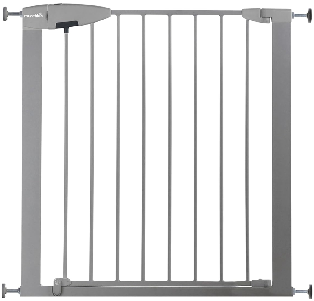 Munchkin Easy Lock Tür-/Treppenschutzgitter mit Druckbefestigung, 73 - 79 cm, erweiterbar auf 114 cm mit Verlängerung, Metall, silber Bild 1