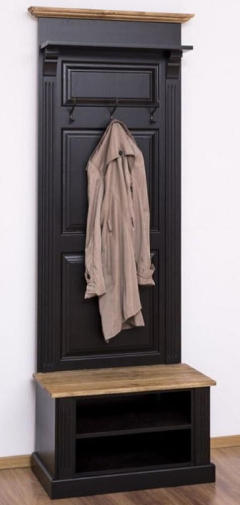 Casa Padrino Landhausstil Massivholz Garderobenschrank Schwarz / Braun 79 x 41 x H. 210 cm - Wand Garderobe - Flur Schrank - Flurmöbel - Garderobenmöbel - Landhausstil Möbel Bild 1