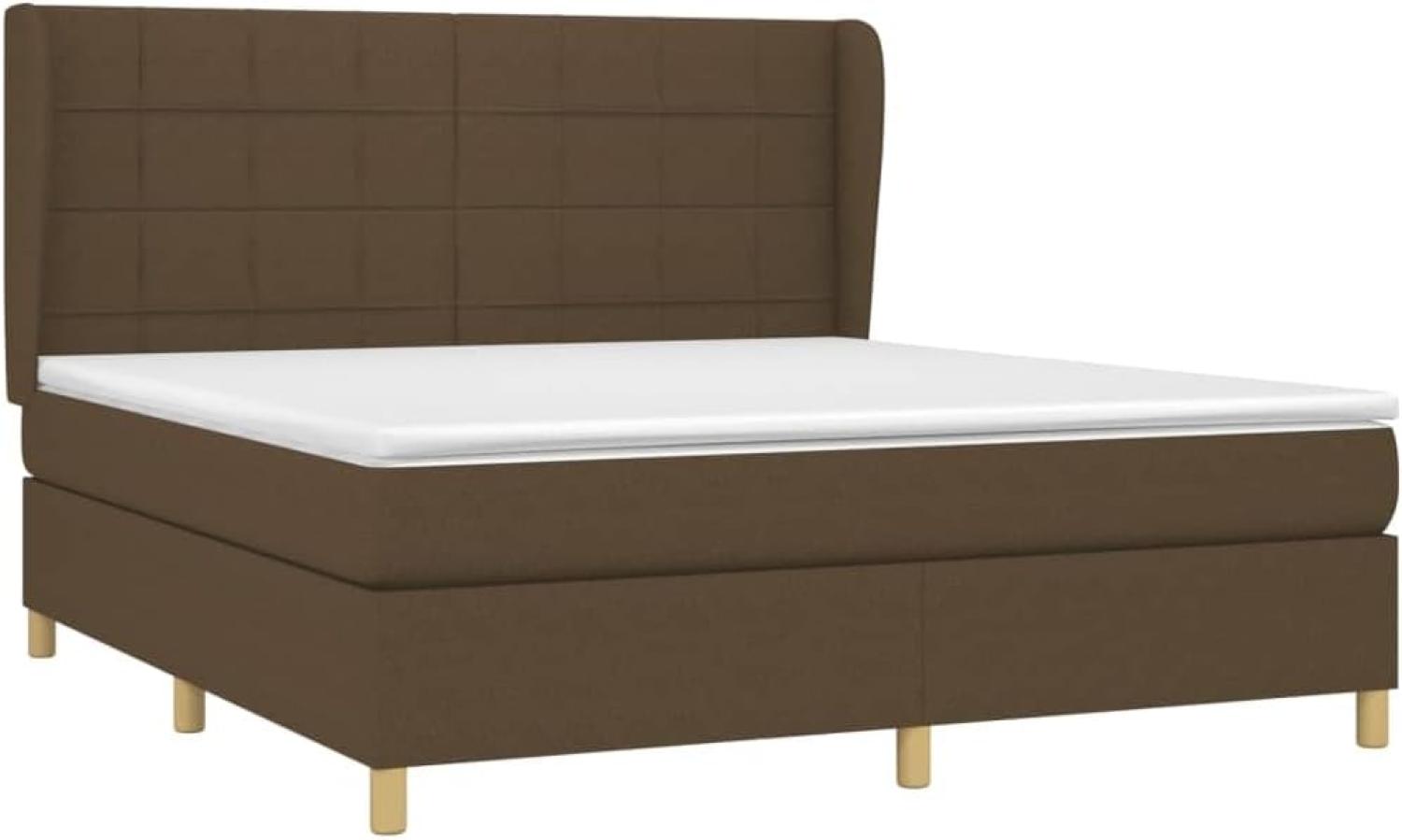 vidaXL Boxspringbett mit Matratze Dunkelbraun 180x200 cm Stoff 3128544 Bild 1