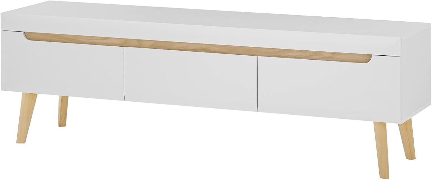 TV-Lowboard Isgard in weiß und Eiche 160 cm Bild 1