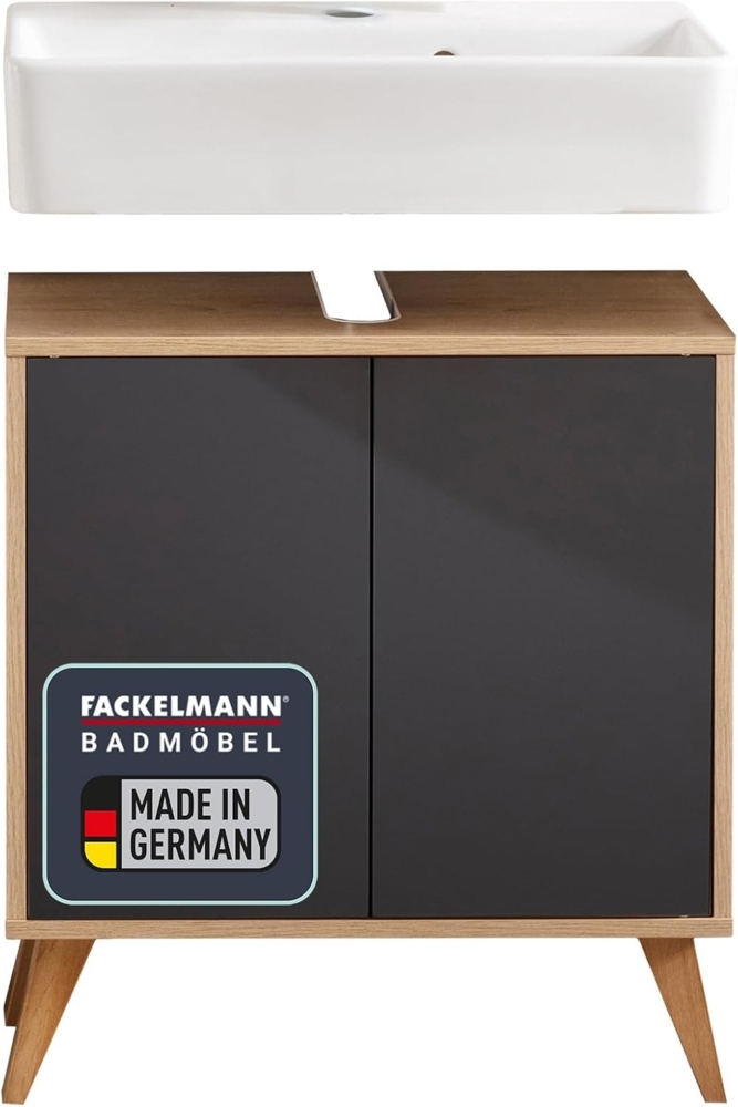 Fackelmann FINN Badmöbelset 3-teilig, 60 cm breit, mit Füßen, Braun hell/Anthrazit Bild 1
