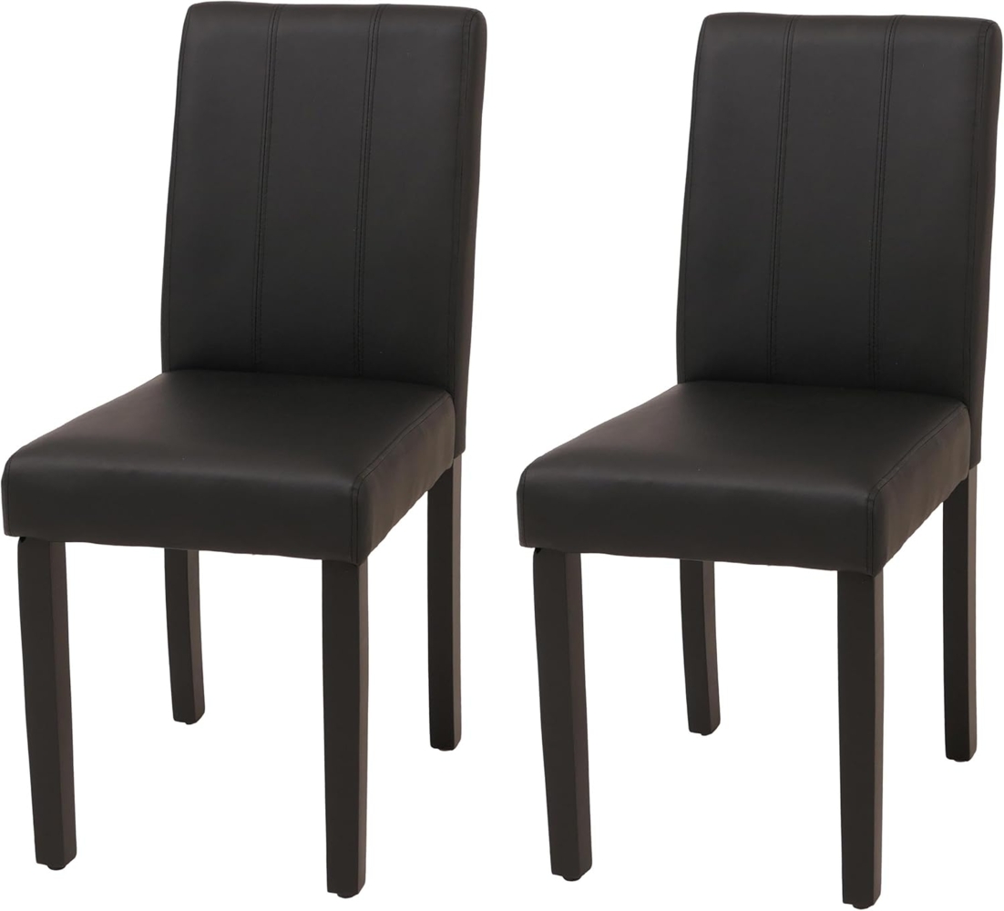 2er-Set Esszimmerstuhl HWC-O65d, Küchenstuhl Polsterstuhl Lehnstuhl, Kunstleder ~ schwarz Bild 1