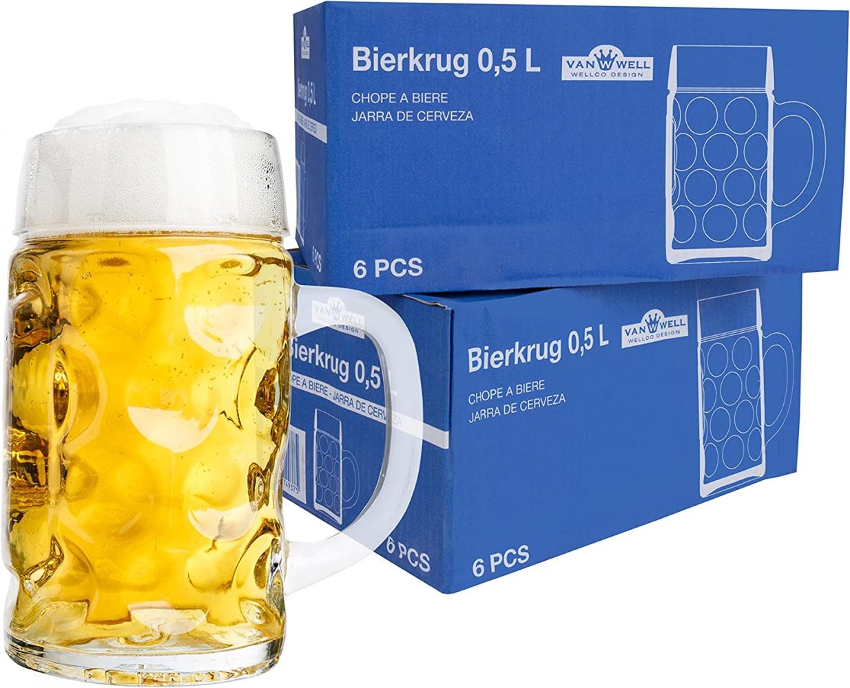 12er Set Maßkrug 0,5L geeicht Halber Liter Bierkrug Bierglas perfekt geeignet für Gastronomie Bild 1