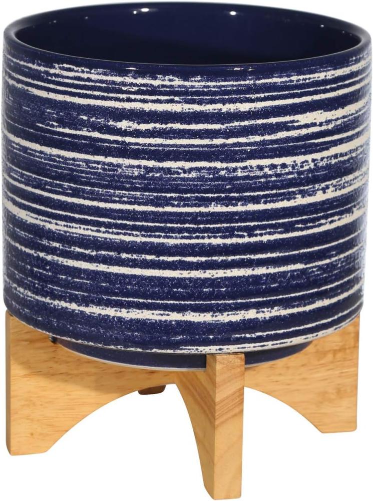 Sagebrook Home 14765-02 Pflanzgefäß aus Keramik, 23,4 cm, auf Ständer, Blau, 19,7 x 19,7 x 23,9 cm Bild 1