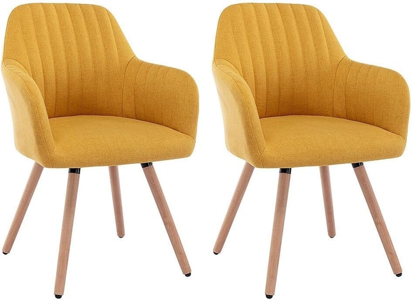 Vente-unique - Stuhl mit Armlehnen 2er-Set - Stoff & Metall in Holzoptik - Gelb - ELEANA Bild 1