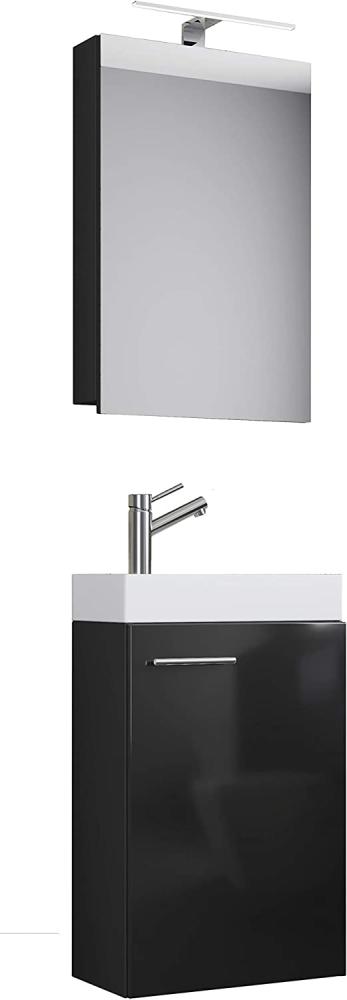 VCM Gäste-Waschplatz Slito mit Spiegelschrank Schwarz Bild 1