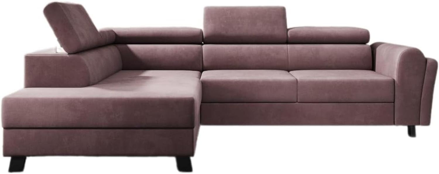 Designer Sofa Kira mit Schlaf- und Klappfunktion Samt Rosé Links Bild 1