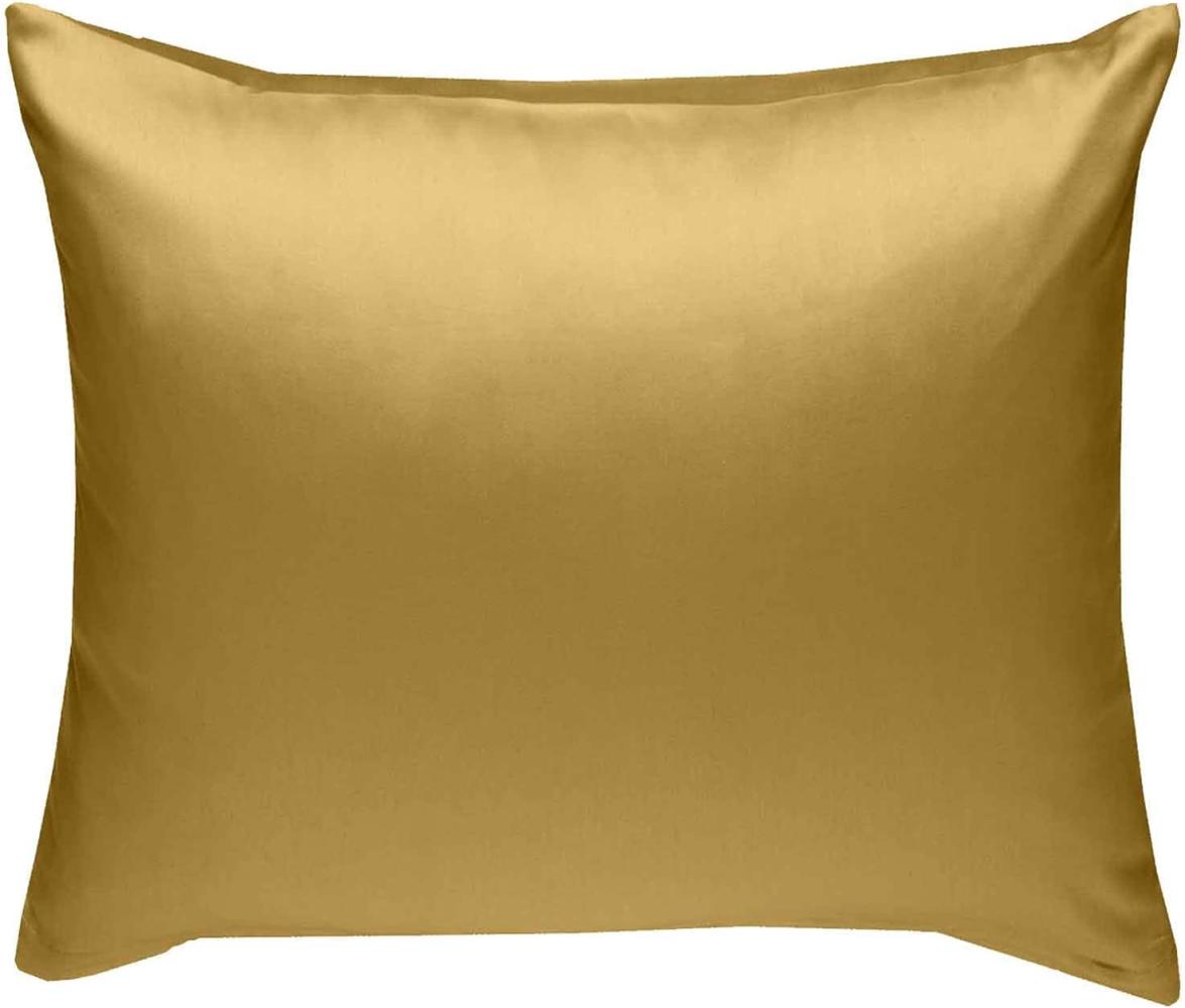 Bettwaesche-mit-Stil Mako-Satin / Baumwollsatin Bettwäsche uni / einfarbig gold Kissenbezug 80x80 cm Bild 1