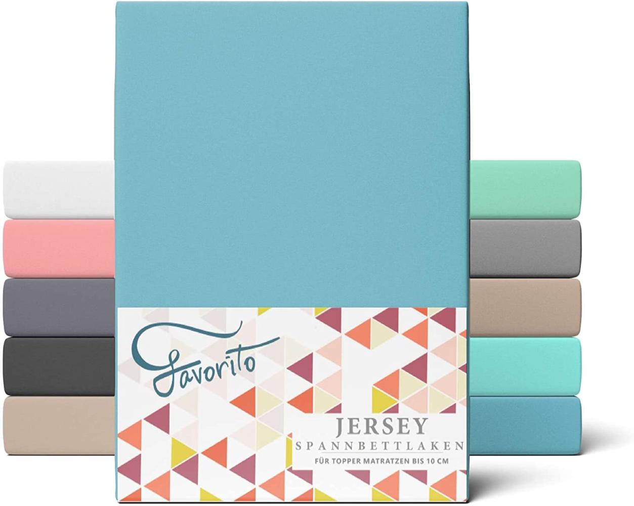 Favorito Jersey Topper Spannbettlaken Türkis 180x200 cm - 200x200 cm Bild 1