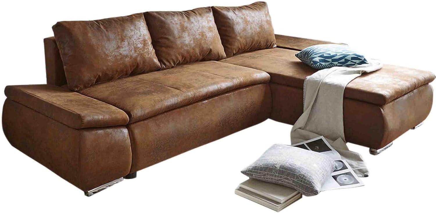 Ecksofa Abilene 260x175 cm Braun Ottomane variabel mit Schlaffunktion Bild 1