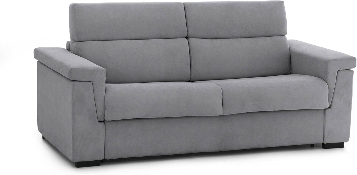 Talamo Italia - 2-Sitzer festes Sofa Ondina, Lineares Sofa für Wohnzimmer, gepolstert, Abnehmbarer Bezug, 100% Made in Italy-Qualität, 185x95 h100 cm, Grau Bild 1