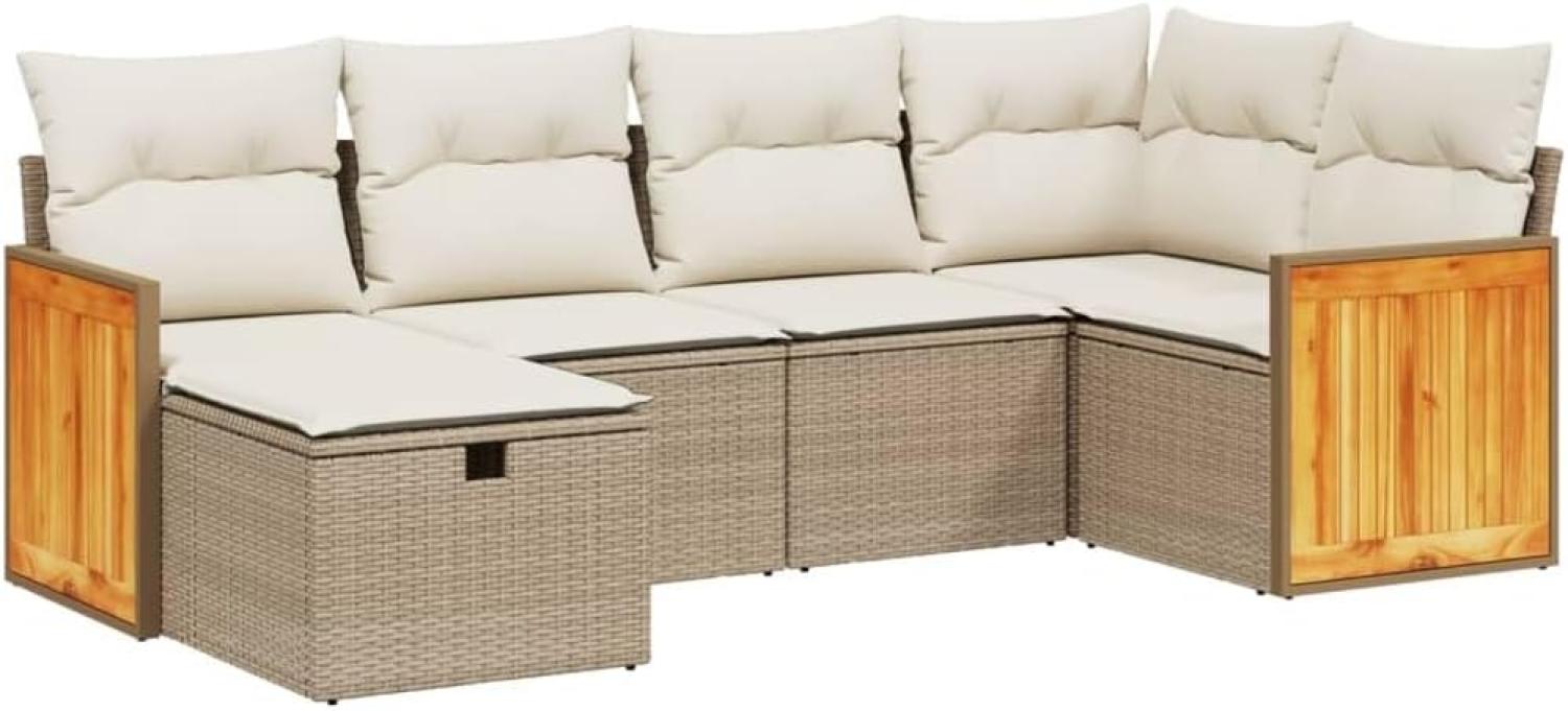 vidaXL 6-tlg. Garten-Sofagarnitur mit Kissen Beige Poly Rattan 3265734 Bild 1