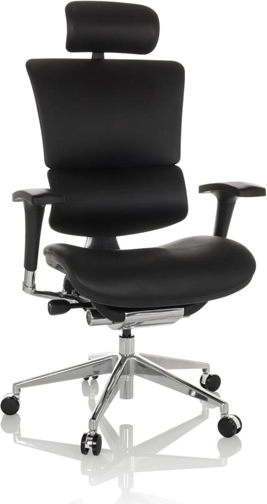 hjh OFFICE Profi Chefsessel ERGO-U2 L Leder Bürostuhl ergonomisch, Flexible Lendenwirbelstütze, Rückenlehne höhenverstellbar, Schwarz 651103 Bild 1