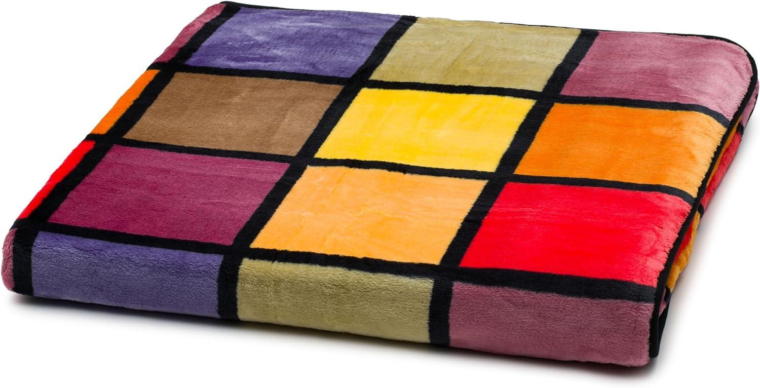 Gözze - Weiche Kuscheldecke, Cashmere Feeling, Hohes Stoffgewicht 500 g/m², Antigua, 150 x 200 cm - Orange/Rot/Gelb Bild 1