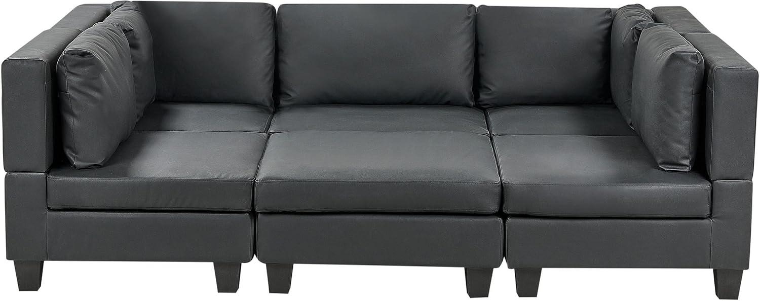 Beliani 'Unstad' Sofa, Schwarz, Kunstleder, 72 x 76 x 228 cm, mit Ottomane, U-Form Bild 1