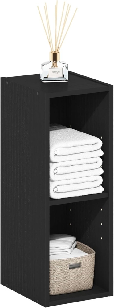 Furinno Fulda 2-stufiges, platzsparendes Aufbewahrungsregal, Bücherregal, 20 cm Breite, Schwarzes Holz Bild 1