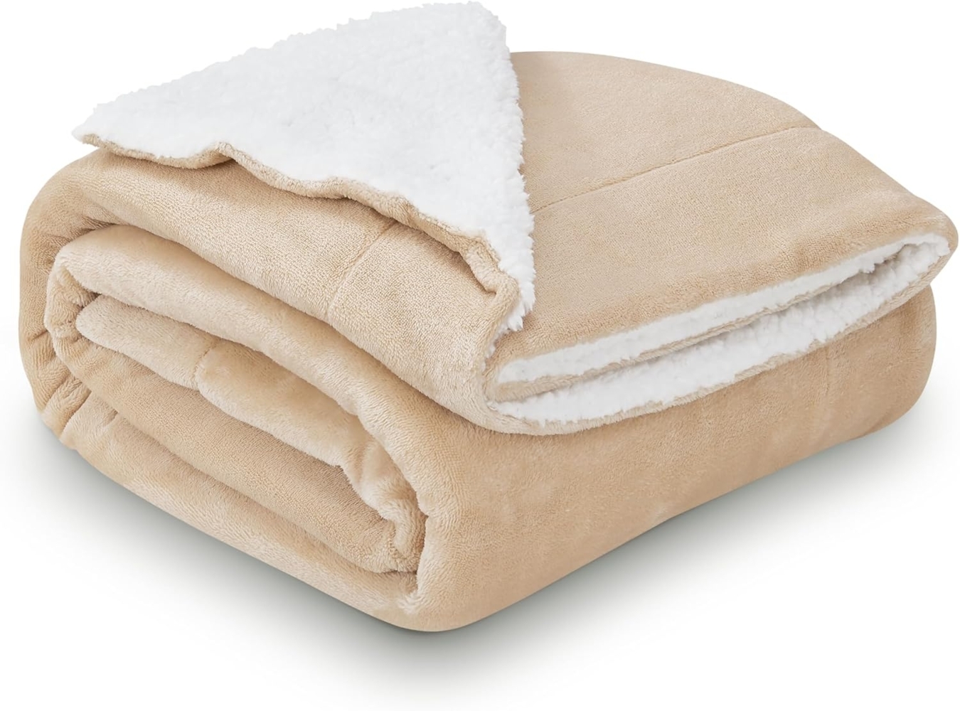 Juskys Fleecedecke, waschbar, Sherpa / Fleece, Sand / Weiß, 150x200 cm Bild 1