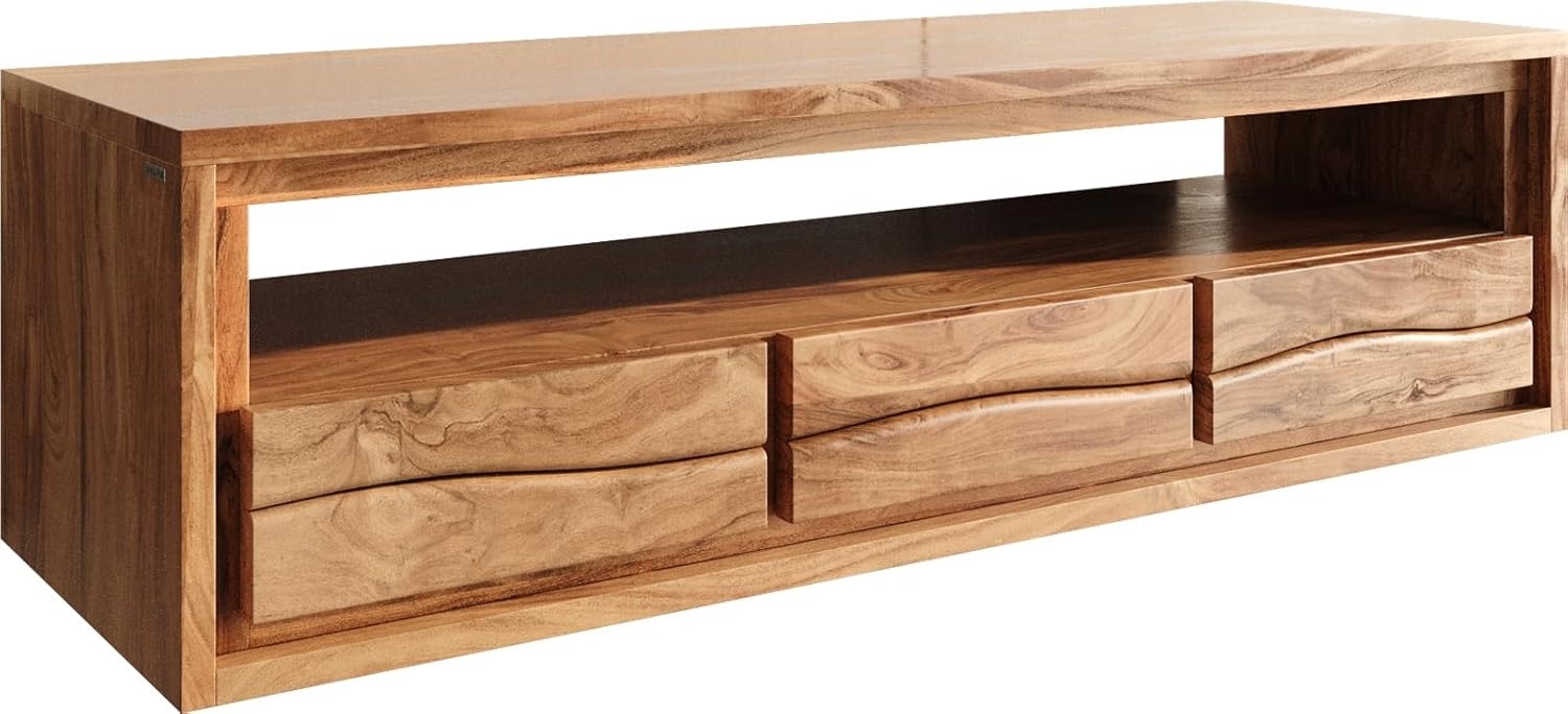 Lowboard Live-Edge 146 cm Akazie Natur 3 Schübe 1 Fach schwebend Bild 1
