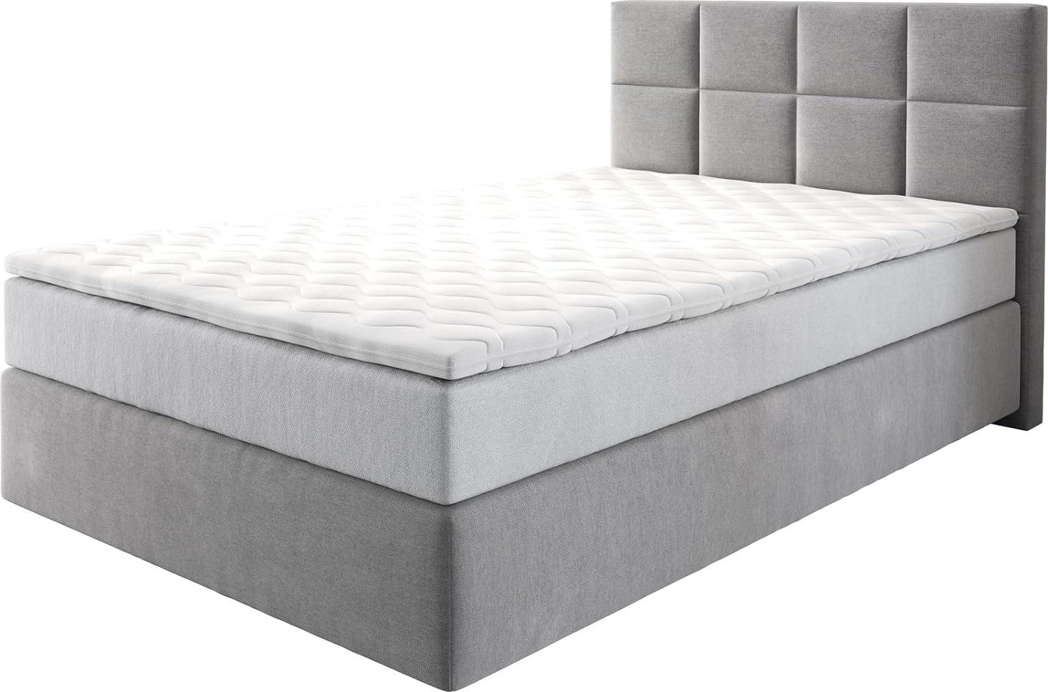 Boxspringbett Dream-Fine 120x200 cm Mikrofaser Grau mit TFK Matratze und Visco Topper Bild 1