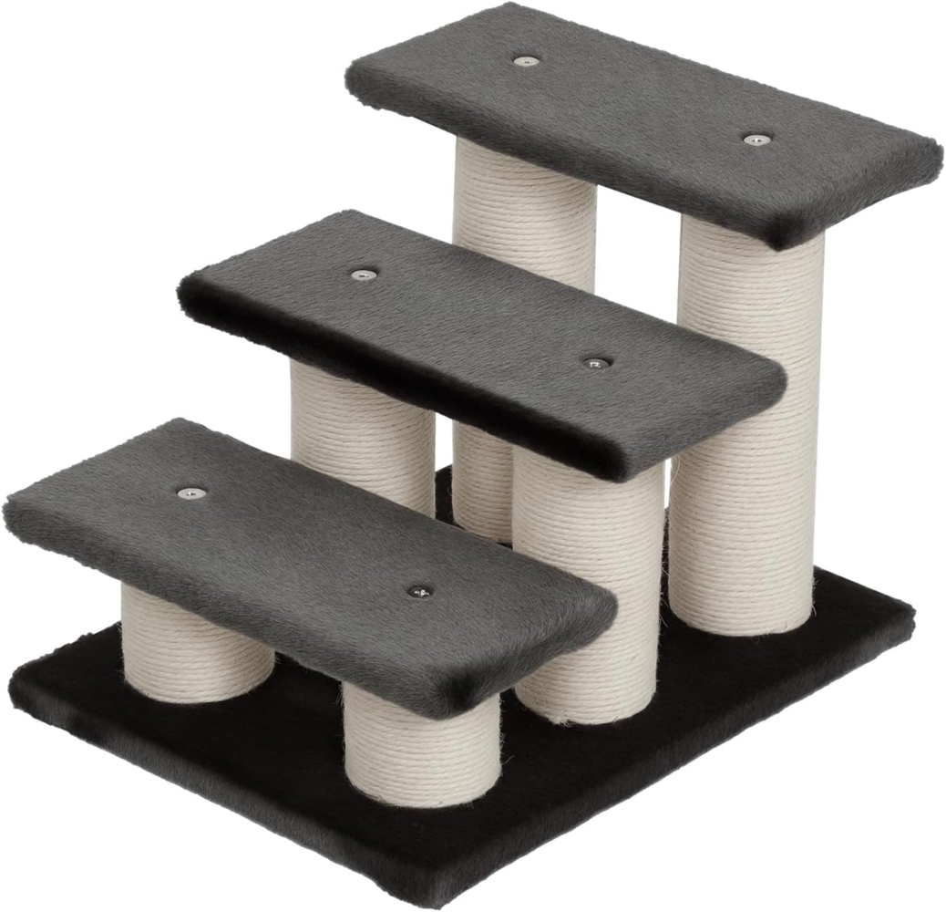 PawHut Haustiertreppe Hundetreppe 3 Stufen 34 cm Hoch (Hunderampe, 1-St, Katzentreppe), Einstiegshilfe für Bett, Sofa, Couch Dunkelgrau Bild 1