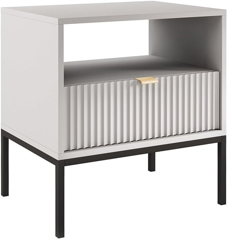 Vente-unique - Nachttisch mit 1 Schublade & 1 Ablage - Grau - LIOUBA von Pascal Morabito Bild 1