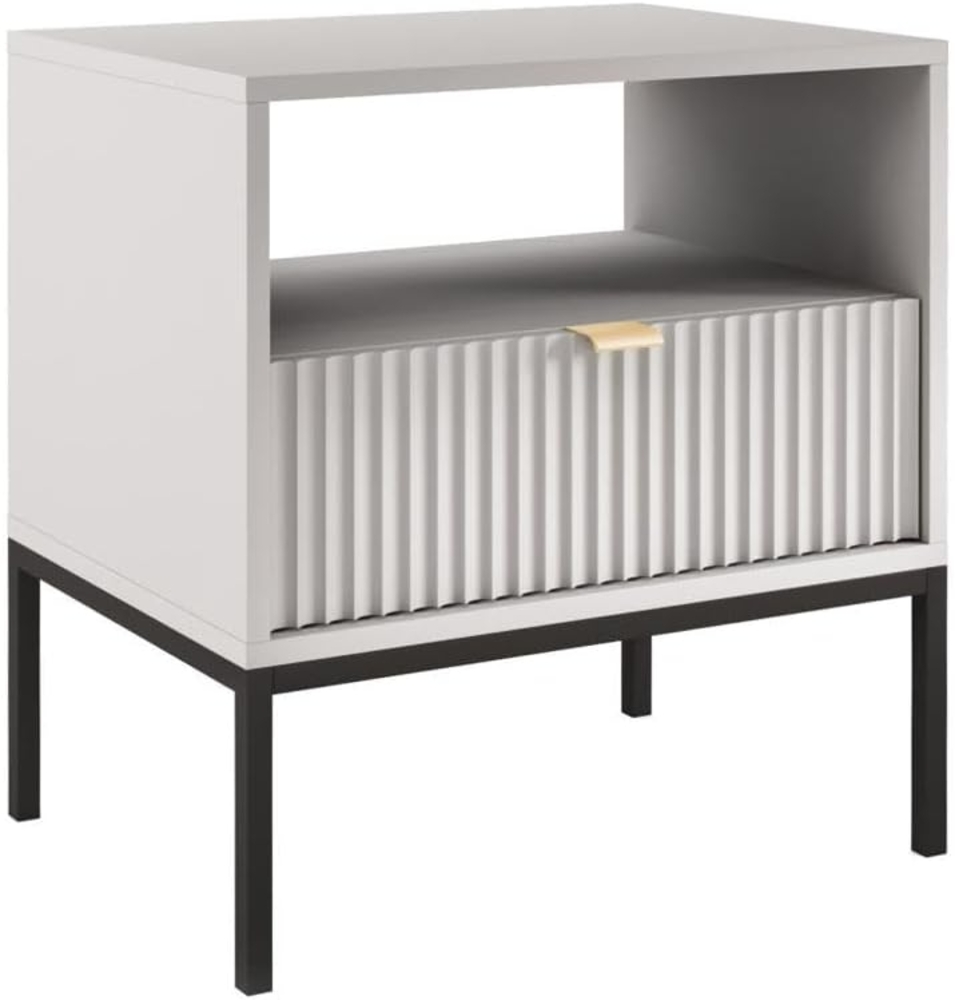 Vente-unique - Nachttisch mit 1 Schublade & 1 Ablage - Grau - LIOUBA von Pascal Morabito Bild 1
