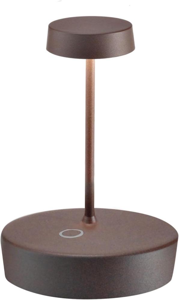 Zafferano, Swap Mini Lampe, Wiederaufladbare und Kabellose Tischlampe mit Touch Control, Geeignet für den Innen- und Außenbereich, Stufendimmer, 2200-3000 K, Höhe 14,8 cm, Farbe Corten Bild 1