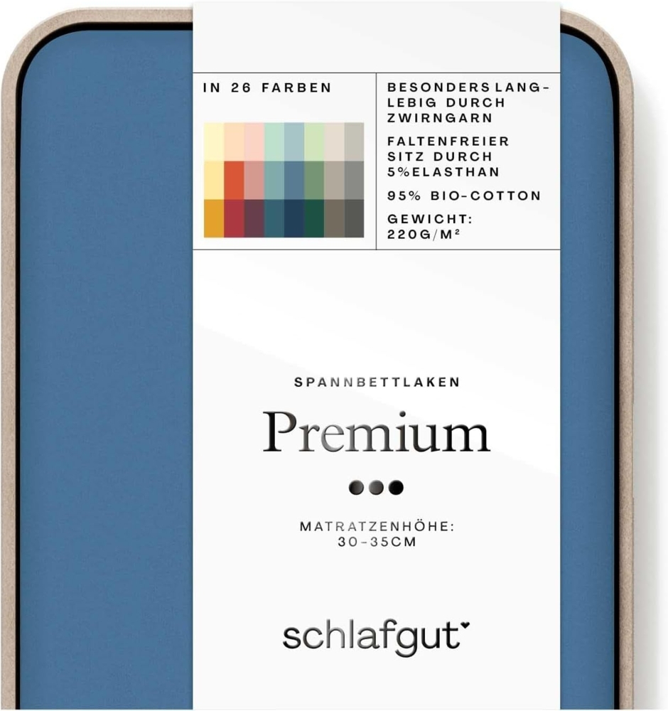 Schlafgut Spannbettlaken Premium, Mako-Zwirn-Jersey, Gummizug: rundum, (1 Stück), Zero Waste Verpackung, PREMIUM Qualität Bild 1
