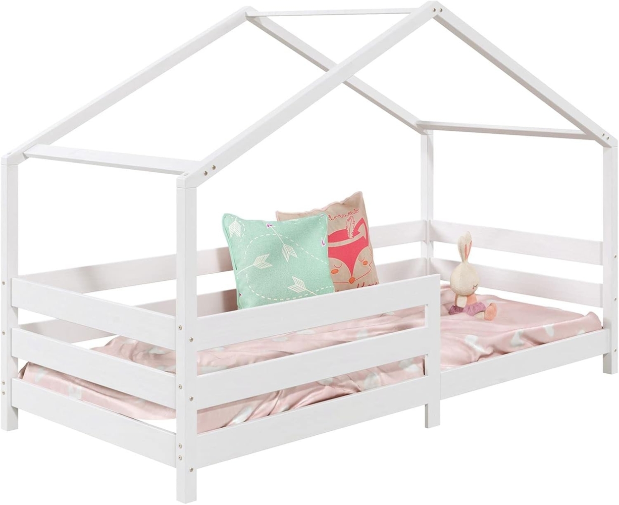 IDIMEX Kinderbett RENA, Hausbett Montessori Bett 90 x 200 Kinderbett Rausfallschutz Kiefer Bild 1