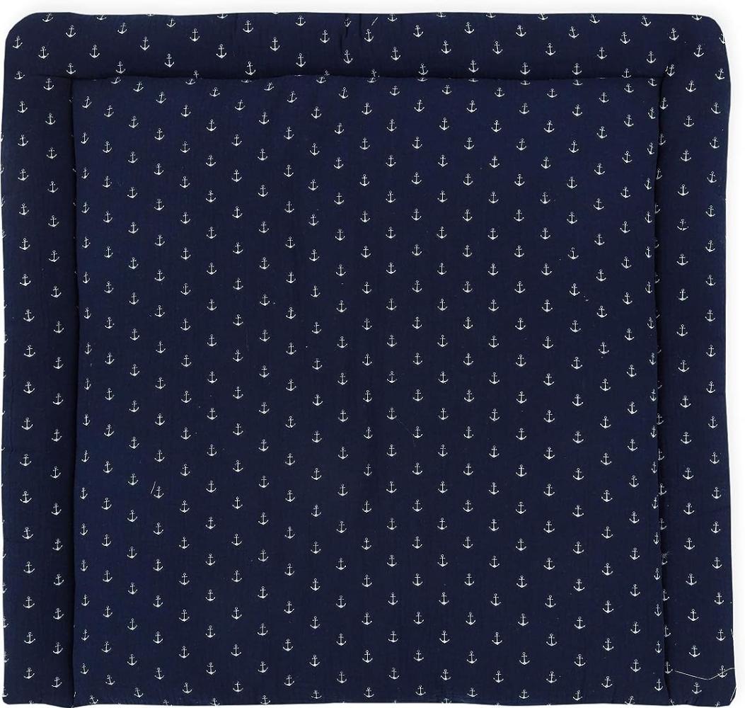 KraftKids Wickelauflage in Musselin dunkelblau Anker, Wickelunterlage 60x70 cm (BxT), Wickelkissen Bild 1