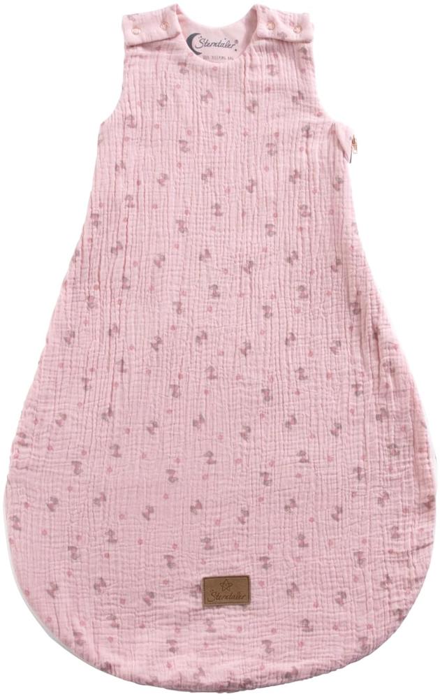 Baby Schlafsack Esel Emmi Girl Flora rose aus Musselin mit Jerseyfutter, Neugeborenenschlafsack Größe 44, zartrosa, TOG 0,50 Bild 1