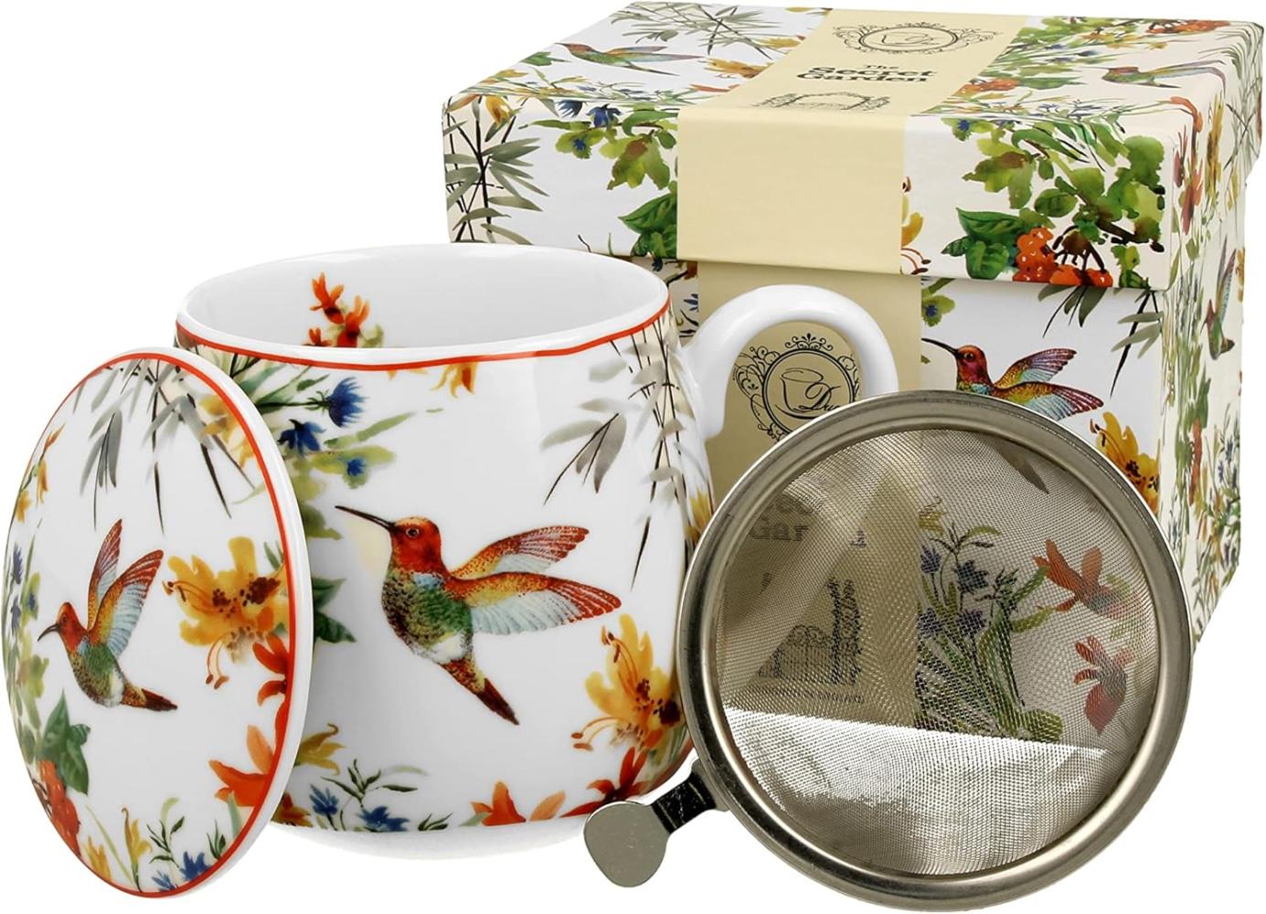 DUO FLORAL Fassbecher 430 ml LINNEA mit Teesieb, New Bone China Porzellan Bild 1