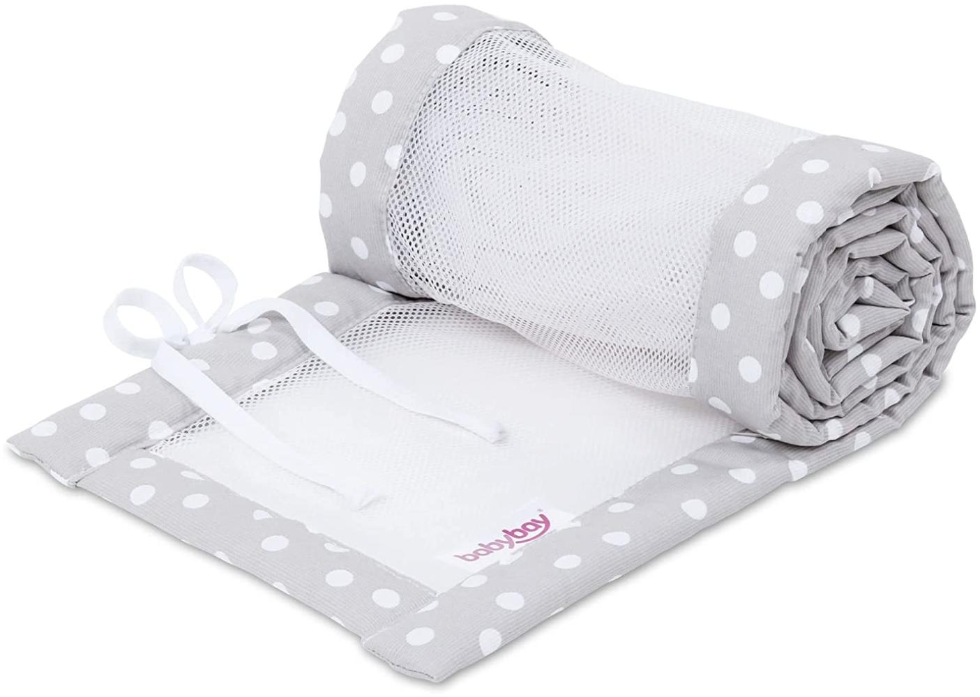 babybay Nestchen Mesh-Piqué für Maxi, Boxspring und Comfort, perlgrau Punkte weiß Bild 1