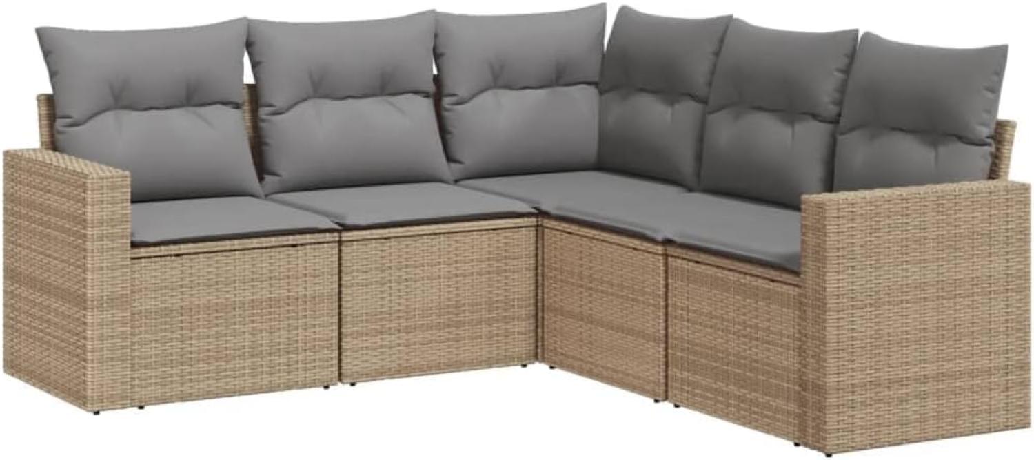 vidaXL 5-tlg. Garten-Sofagarnitur mit Kissen Beige Poly Rattan 3218939 Bild 1