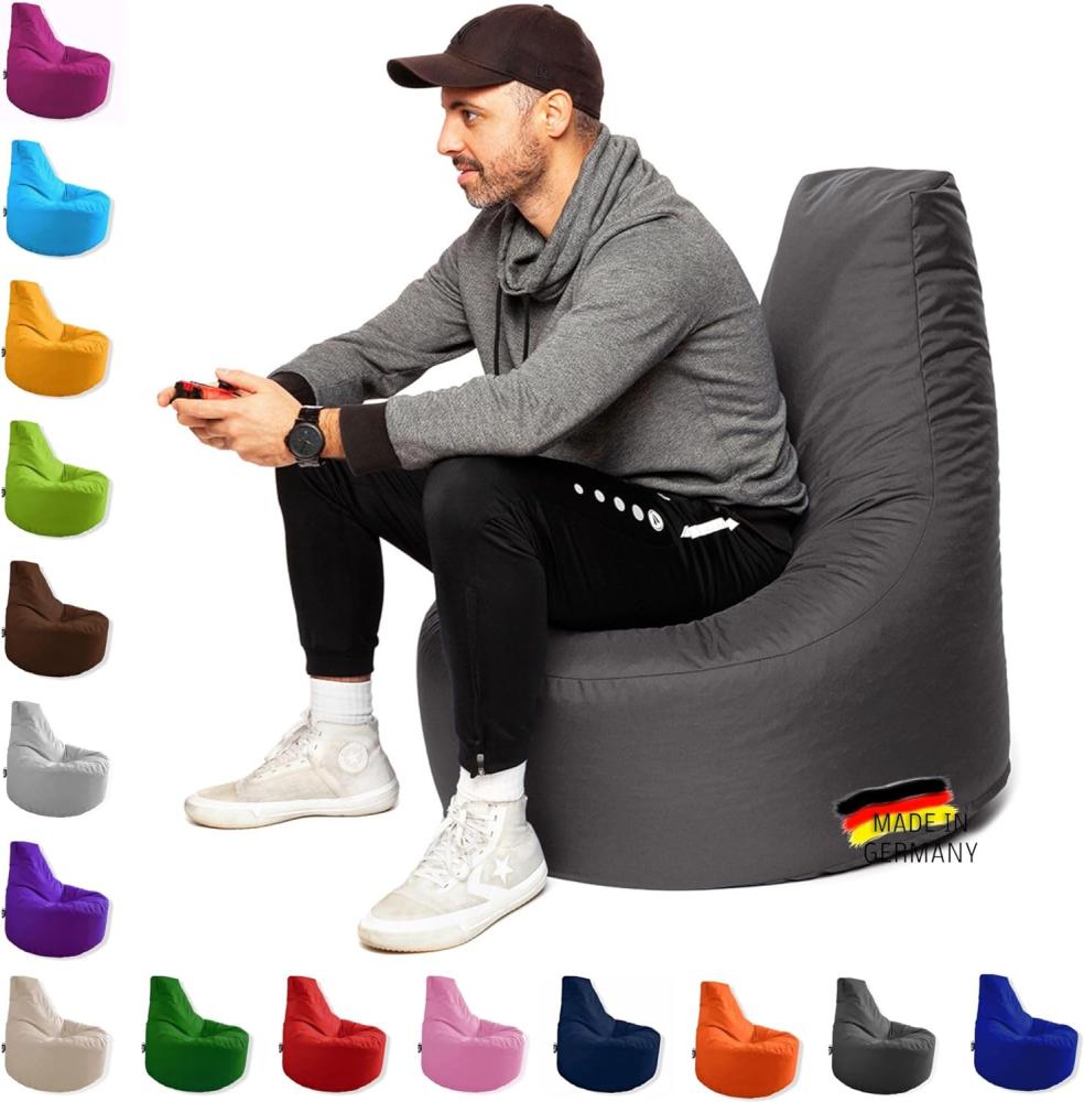 Patchhome Gamer Kissen Lounge Kissen Sitzsack Sessel Sitzkissen In & Outdoor geeignet fertig befüllt | Anthrazit - Ø 75cm x Höhe 80cm - in 2 Größen und 25 Farben Bild 1