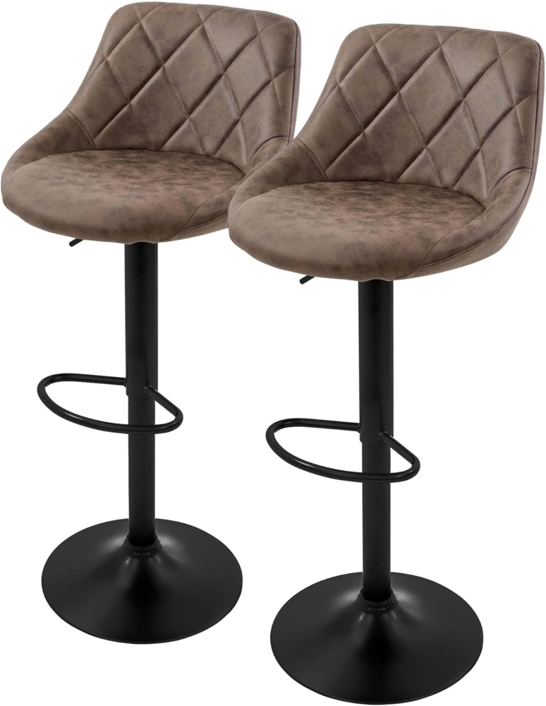 ML-DESIGN Barhocker Gepolsterter Barstuhl mit Rückenlehne und Fußstütze, 360° drehbar (2 St), Drestuhl höhenverstellbar 62-82 cm, Braun, Bezug aus Kunstleder Bild 1