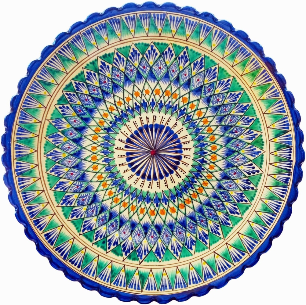 Rishtan Lagan Ø42 cm Orientalischer Ljagan Keramik Plate Handarbeit Servierplate Bild 1