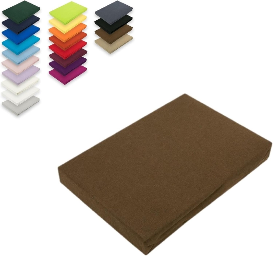 EXKLUSIV HEIMTEXTIL Jersey Spannbettlaken 60 x 120 cm Schokobraun 100% Baumwolle Öko - Tex Zertifiziert Bed-Sheet Bettlaken Spannbetttuch Bild 1